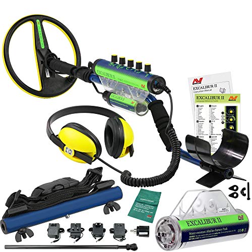 Minelab Metal Detectors Excalibur II 1000 Underwater Detector Bundle, Alkaline Battery Pack and Hipmount