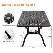 Attliahome Outdoor Patio Dining Table - All-Weather Cast Aluminum 60" x 28.5“ Patio Rectangular Table with 2" Umbrella Hole for Balcony Lawn Garden Backyard