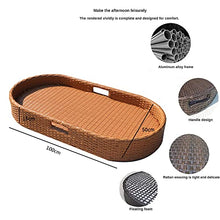 MNSSRN Set of 2 Rattan Trays with Handle, Rattan Refreshment Tray, Hand Rattan Woven Tray, Wicker Tray Swimming Pool Floating Drink Breakfast Tea Tray,Yellow