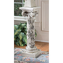 Design Toscano EU2866 Rose Garland Indoor/Outdoor Pedestal Plant Stand, 11 Inches Wide, 34 Inches Tall, Handcast Polyresin, Antique Stone Finish