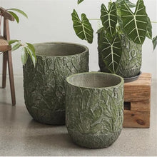 LIAN16PENG Flower Pot Green Round Large Calibre Flower Pot Concrete Planter with Cactus Pattern Plants Container for Entryways Gardens and Patios Plant Pot Indoor