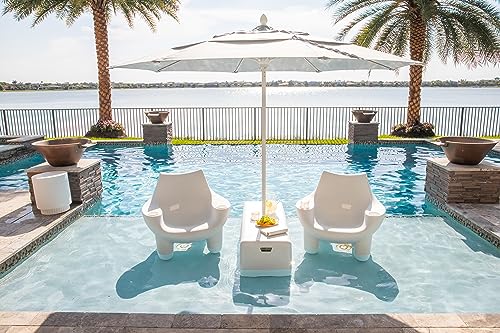 REZVANI FURNITURE STUDIO Tenjam Mibster Chair in Pool Lounge Chairs for Sun Shelf Set of Two, Pool Chairs and Lounger for in Pool Tanning Ledge Support up to 12" of Water Depth (White Granite)