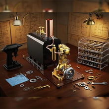 RW-BL1K Mini Reversible Reciprocating Single-Cylinder Live Steam Engine and Boiler Model Kit, Precision CNC Machining for Smooth Operation, for Steam Boat Collectors Industrial Enthusiasts