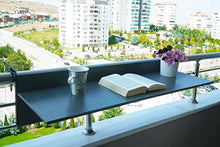 Balcony Bar Table for Railings, Outdoor Folding Deck Rail Table for Patio, Balcony Hanging Desk for Many Railings Compatible, Wooden Bar Serving Table for Porch (Grey, XL: 47.3 x 11.8 inches)