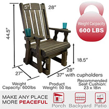 Amish Casual Heavy Duty 600 Lb Mission High Back Treated Glider Chair with Cupholders (Dark Walnut Stain)