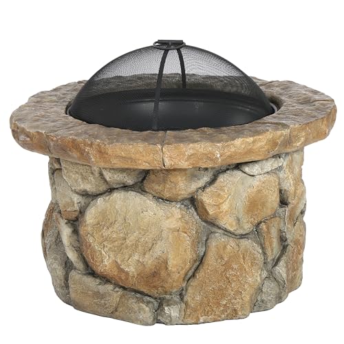 Christopher Knight Home Easton Glass Fiber Reinforced Cement / Iron Fire Pit, Natural