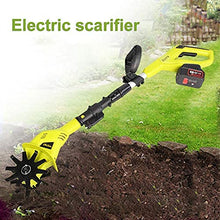Tiller Rotavator Cordless, 20V Portable Electric Hand Tiller with Rechargeable Battery and Charger, 97-127Cm Adjustable Handle, Hand Held Soil