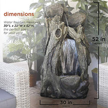 Alpine Corporation WIN270 52" Outdoor Rainforest Waterfall Tree Trunk Fountain with LED Lights, Cascading Water Feature for Garden, Patio, Backyard & Landscape Décor, Rustic, Brown