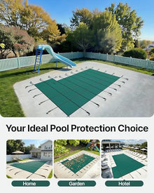 VEVOR Inground Pool Safety Cover Fits 18x36 ft Rectangular Pools with 4x8 ft Right End Step, Triple-Stitched High Strength Mesh PP, Great Rain Permeability, Installation Hardware Included