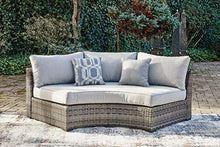 Signature Design by Ashley Harbor Court Outdoor Armless Curved Loveseat with Cushion Dark Brown & Light Gray