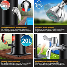 KESSER® Solar Garden Shower Arch Including Metal Shower Shelf + Protective Cover Warm Water | 20 Litres | Max. 60°C | Pool Shower Camping | Rain Shower Head & Tap | Garden Hose Connection