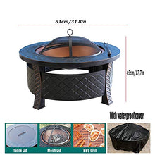 Fire Pits Outdoor 32-inch Bonfire Pit, Wood Burning Fire Bowl, Grill with Mesh Spark Screen Cover Grate Poker
