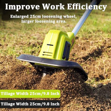 Vdniduir Cordless Tiller Cultivator,Lawn Cultivator,Portable Rotavator, Tilling Width 25cm, Working Depth 22cm, for Lawn, Vegetable