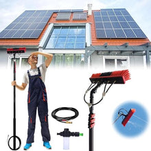 Professional Window Cleaning Kit, 3.6-10.8m Water Fed Extendable Brush, 3-in-1 Aluminum Outdoor Window Cleaner Hose, for Solar Panel, House Siding, Pool, RV,10.8m