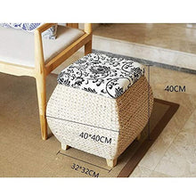 GAAHRQQQ Outdoor Garden Storage Seat Stool with Cushion Storage Chest Footstool Natural Rattan with Storage Removable Lid Pouffe Stool Woven Seagrass
