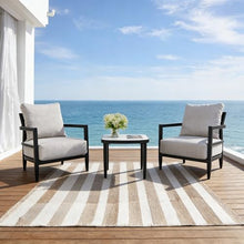 Nevoc Aluminum Patio Furniture Set, Round Patio Side Table and 2 Club Chairs, 8.5" Thicked Cushion, Weather Resistant, Conversation Furniture Set for Patio Yard Porch Balcony Garden