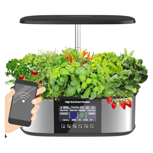 Indoor Hydroponics System Indoor Garden Intelligent Control System + 4.8In LCD Screen, 36W LED Grow Lights - Height Adjustable,Gardening Gifts for Women Mom wyqdp240305