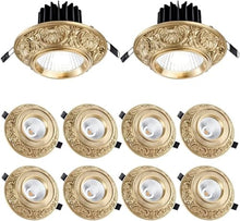 SoOSSN 10 Pack Brass Led Downlight,Eyeball Retrofit Spotlight,Dimmable Recessed Lighting(7w)