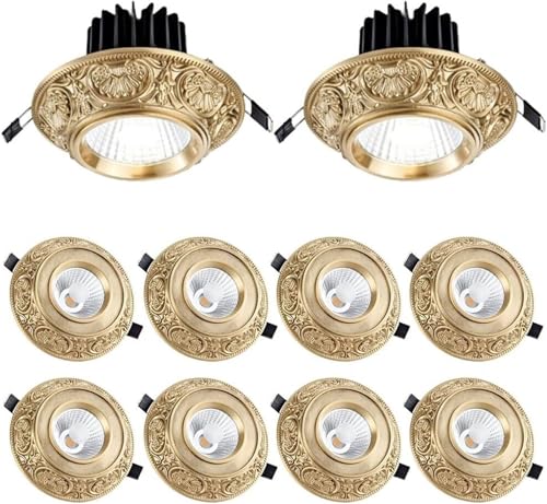 SoOSSN 10 Pack Brass Led Downlight,Eyeball Retrofit Spotlight,Dimmable Recessed Lighting(7w)