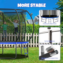 Kiivakii Outdoor Trampoline with Basketball Hoop & Enclosure Net, 12FT/14FT, Blue