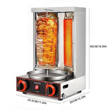 Gyros Rotisserie Grill Electric Shawarma Machine Stainless Steel Vertical Oven with Oil Collecting Pan 360° Rotating Kebabs 300℃ Adjustment (Gas)