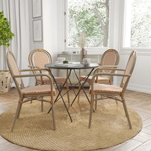 Merrick Lane Celia Indoor/Outdoor Bistro Stack Chair Set of Four Natural & White Rattan Light Natural Frame