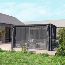 Outsunny 10 x 13 ft. Louvered Pergola Hardtop Gazebo w/Curtains Dark Gray