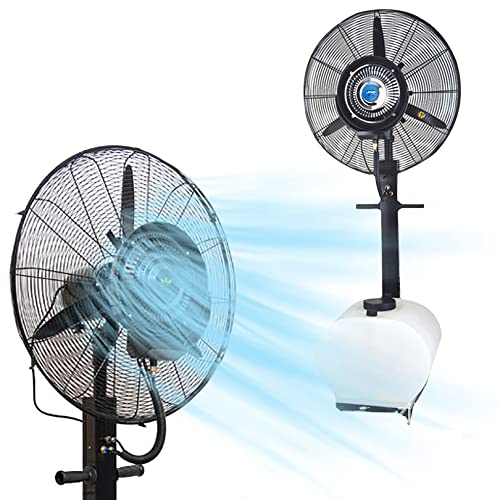 HUXUZYDY Black Misting Fans, 90° Oscillating Commercial Pedestal Fan with Mist, Outdoor Patio Garden Fan Misters for Cooling, 3 Speed Setting,81cm/31.9in,81cm/31.9in