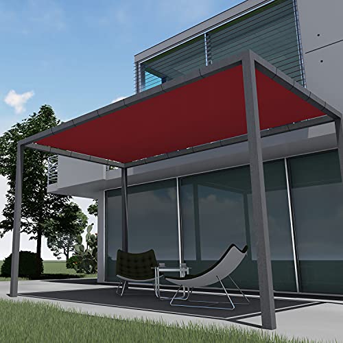 E&K 24'x40' Waterproof Sun Shade Sail Straight Edge Rectangle Canopy Shade Cover with Grommets UV Block for Pergola Backyard Garden Patio Deck Outdoor (Red)