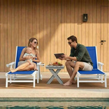 Outdoor HDPE Chaise Lounge Chairs Set of 4, Textilene Pool Loungers