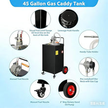 45 Gallon Fuel Caddy with Manual Pump, Heavy Duty Portable Gas & Diesel Transfer Tank on 4 Wheels, Spill-Proof Container for Truck, Tractor, Boat, ATV, Farm,Orange