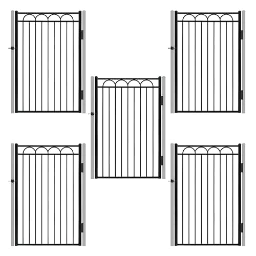 Fencer Wire 6FT x 4FT Heavy Duty Arc Metal Fence Gate, Outdoor Rust-Resistant Steel Garden Gate for Yard, Pool, Patio & Residential Fencing, Pack of 5