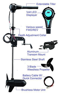 Caroute N400 48V 180LB Brushless Electric Boat Trolling Motor Black