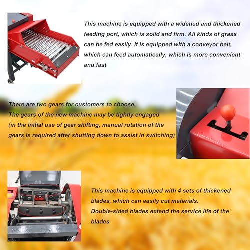 Banfluxion 220V 4-Blade Hay Cutter with Conveyor Belt Red