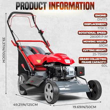 173CC Self Propelled Gas Lawn Mower with Bag[Foldable] - Easy Start, 3 in 1 Multi Functional Gas Powered Push Lawn Mower with 60L Grass Tank for Yard Garden, Self-Propelled Rear Wheel System, 20 Inch