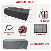 AMS 66" Rectangular Propane Gas Fire Pit Table for Outdoor Patio, Dark Gray