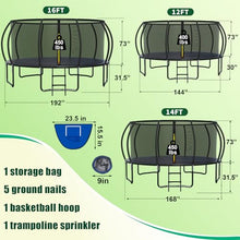 Liyarya 16FT Outdoor Trampoline with Basketball Hoop & Sprinkler, Black
