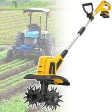 vnmudzeo 20V Cordless Electric Tiller for Gardening,w/20 Ah/40 Ah Power Supply & Charger,270 RPM Garden Tiller,87" Width,7" Depth,Chargeable Mini Cultivator 4000mAh