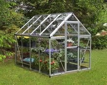 Palram - Canopia Harmony 6 x 8 ft. DIY Greenhouse Kit, Silver Frame Clear Panel Polycarbonate Greenhouse with Roof Vent, Walk-in Green House for Outside Garden Backyard