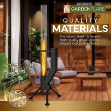GARDENFLARE Premium 58in Wood Pellet Patio Heater, Fire Tube, Black