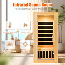 SAUNA DOCTOR 1180W Infrared Sauna for Home, 1 Person Indoor Dry Sauna with 7 Graphene Heating Plates & Foot Care, Canadian Hemlock Wood Spa, Bluetooth Speakers, 6mm Tempered Glass