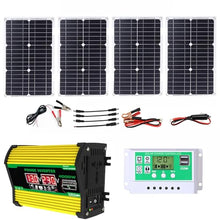 OLONETO Complete Solar Inverter Kit 4000W Rv Solar Panel Kit Includes 50A Controller and 100W Solar Panel Suitable for Home and Outdoor Power Generation(Yellow,12V-110V)