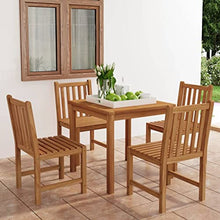 FMPGJLYH 5-Piece Teak Wood Dining Set, Square Patio Table and 4 Chairs, Weather-Resistant Hardwood Furniture for Indoor and Outdoor Garden, Dining Room, Backyard