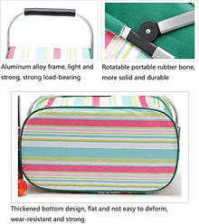 Oxford Cloth Insulated Picnic Basket Water Resistant Leakproof Collapsible Portable Cooler Basket Lunch Bag with Aluminum Handle for Women