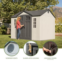 Lifetime 10×8 Ft. Outdoor Storage Shed, Dual‑Wall HDPE with Steel‑Reinforced Structure, Side‑Entry Doors with Windows, Skylight, Screened Vents, Adjustable Shelves, Slip‑Resistant Floor, UV‑Protected