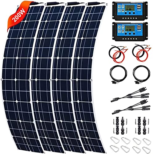 ISOLEI 200W Portable Solar Panel for Power Station,Flexible Monocrystalline Solar Charger,Photovoltaic Solar Cell Modules for Camping Off Grid RV Boat