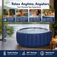 4-6 Person Inflatable Hot Tub, Round Blow Up Portable Hot Tub, with 130 Soothing Air Jets, Heater Pump, Filter System, Leak-Proof PVC Blow Up Hot Tub for Backyard