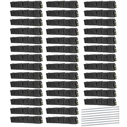 Beuta Landscape Edging | Garden Edging Border | Polyrock Blocks for Lawn Edging, Flower Beds & Yard Edging – 40 Pack | Each Section Has 6 Blocks 48" L x 4" W x 6.5" H | 80 Spikes | Charcoal
