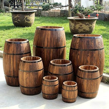 MMLeYN Whiskey Barrel Planter 7 Sizes Round Wooden Flower Pot Weather-Resistant Garden Planter for Indoor,Outdoor, Home, Patio, Garden Yard(60x34x40cm)