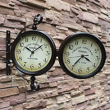 ERTTGWGF Vintage Outdoor Hanging Clock, Double Sided Metal Iron Frame Glass, Station Mute on Time Hanging Clocks Decor, for Home Living